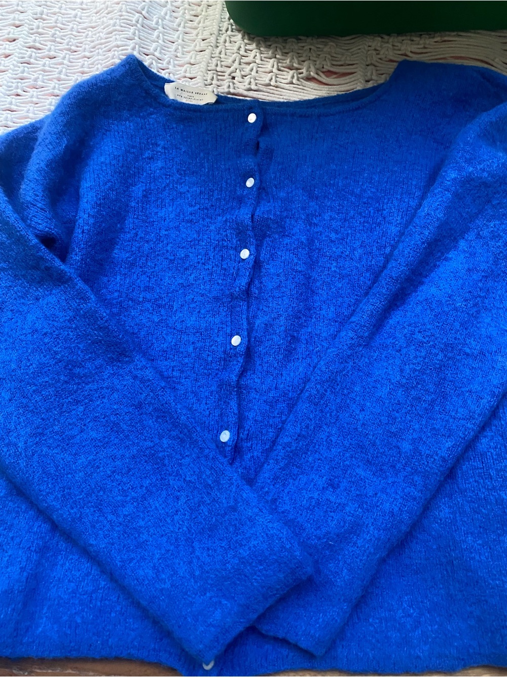 Sezane Royal Blue Button-Front Sweater Cardigan